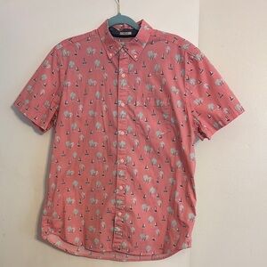 Hawker Rye Men's Pink Nautical Print short sleeve button down Shirt. Size M